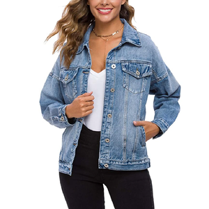 Hot Collection Design personnalisé Logo vêtements d'extérieur de haute qualité veste en jean Denim décontracté plaine vestes pour femmes fabricant de vêtements - Product Image 1