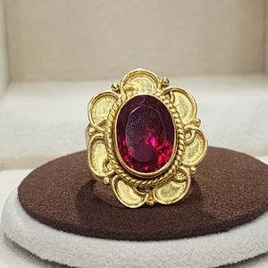 925 argent Sterling plaqué or AA qualité fait à la main concepteur Vintage bague ovale grenat pierre précieuse Unique bijoux fins pour les mariages - Product Image 6
