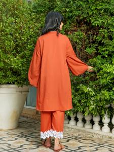 Abbigliamento estivo da donna Kurta e pantaloni in cotone marrone <span class=keywords><strong>Lava</strong></span> fusa con abbigliamento da ufficio perfetto elegante e Versatile - Product Image 3