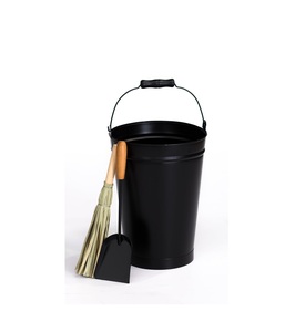 ถังถ่านหินเหล็กขนาดใหญ่ที่มีพื้นผิวสีดำเรียบเหมาะสำหรับพื้นที่เตาผิงในบ้านและใช้เก็บเตาไม้ - Product Image 1