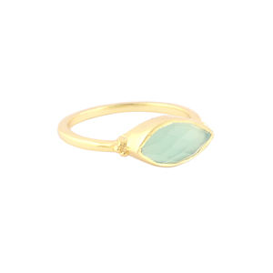 Bijoux de mode en forme de Marquise, pierre précieuse Aqua calcédoine, anneaux de déclaration, plaqué or, ensemble de pinces, bague empilable, taille 8US - Product Image 2
