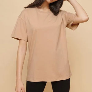 T-shirt en coton pour femmes grandes tailles, été, ample, respirant, tissu tricoté doux, écologique, logo personnalisé, style col rond facile - Product Image 4