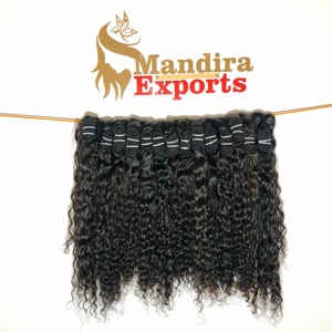 100% vente en gros vierge couleur noire aucun traitement chimique faisceaux naturels longs bouclés crépus extensions de cheveux humains indiens - Product Image 2