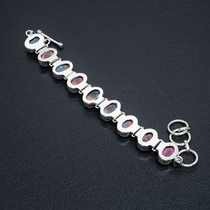 Pulsera Boho de Plata de Ley 925 Hecha a Mano con Gema Natural de Ostra Espinosa Rosa King Man de Art Palace y Engaste de Bisel Vintage - Product Image 2