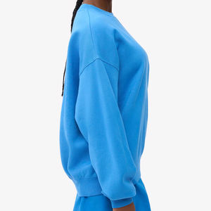 Sweat-shirt à col rond en coton uni pour femme, polaire d'hiver, logo personnalisé, position avant, vente en gros, best-seller - Product Image 4