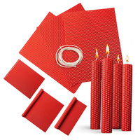Kit de Fabricación de Velas Ecológicas DIY al por Mayor, Láminas de Cera de Abeja en Forma de Panal, Color Rojo, Variedad de Tamaños, Velas para Niños, Bodas, Navidad
