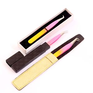 Pince à épiler d'extension de cils personnalisée de marque privée pointe en fibre de volume droit mince outil de beauté en acier inoxydable à forte tenue - Product Image 5