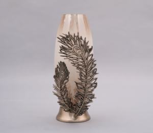 Jarrón Apricity de Lujo, Jarrón de Vidrio Ahumado con Adorno de Hoja Dorada, Jarrón Decorativo Moderno para Flores, Decoración del Hogar y Hoteles - Product Image 2