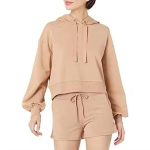 Hot Selling article Womens 2-Piece oversized cropped zipper hoodie & short <b>set</b> for womens Summer casual wear short <b>Set</b> for Women - Product Image 6