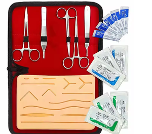 Kit de disección para estudiantes de medicina, sutura de acero inoxidable con cremallera azul y estuche de cuero, fuente de alimentación manual - Product Image 1