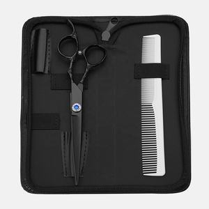 Ciseaux de coupe de cheveux de barbier en acier inoxydable professionnel poignée de Dragon étui en cuir PU enduit noir Portable Durable pour Salon - Product Image 6