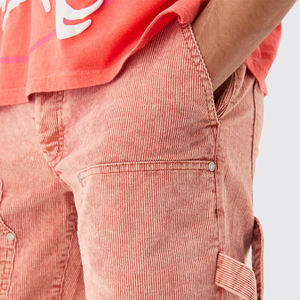 Pantalones cortos informales lavados con ácido para hombre con cintura con cordón de peso pesado, diseño ecológico transpirable de Color sólido, último estilo - Product Image 3