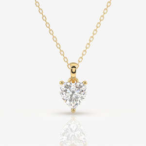 Pendentif solitaire en diamant de laboratoire taille cœur en or 18 carats, collier élégant et raffiné - Product Image 1