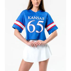 Personnalisé surdimensionné américain recadrée femmes maillot de football Hip Hop sublimation maille col en v Vintage Jersey - Product Image 1