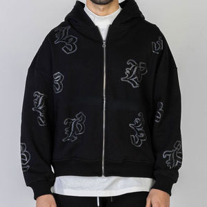 Men's Streetwear Gothic Print Tracksuit Y2K Oversized <b>Full</b> <b>Zip</b> <b>Hoodie</b> and Jogger Pants 2 Piece Set Heavyweight Hip Hop Outfits - Product Image 3