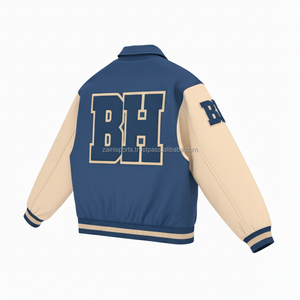 450 GSM laine lourde Varsity Jacket bleu Beige manches doublure douce personnalisé Chenille broderie école Style femmes Varsity Jacket - Product Image 5