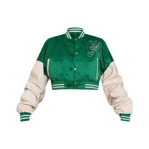 Veste universitaire en satin à la mode pour femmes avec doublure en nylon respirant traitement tricoté arrivée de vente flash - Product Image 1