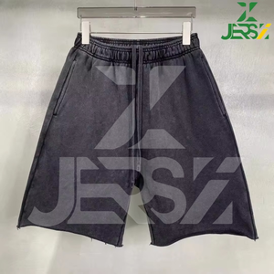 Shorts d'été décontractés pour hommes en toile 100% coton, style streetwear, avec cordon de serrage, respirants, déchirés et troués, couleur unie - Product Image 5