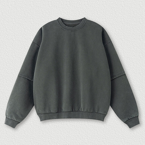 हमारे आकार कस्टम लोगो 360gsm कपास मिश्रण ऊन विंटेज धोया आस्तीन पैच जम्पर ट्रेंडी स्ट्रीटवियर सर्दियों पुरुषों की स्वेटशर्ट - Product Image 4