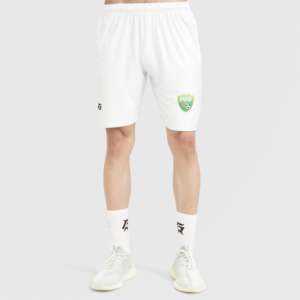 PFF Sporty Match Day <b>Shorts</b> 100% Polyester XS White with Embroidery & Logo Decor Elastic Waist Closure Knitted Fabric - Product Image 1