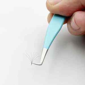 Juego de pinzas de extensión de pestañas de acero inoxidable, pinzas de pestañas de volumen en ángulo de 45 90 grados con punta de fibra para uso de pestañas y cejas - Product Image 5