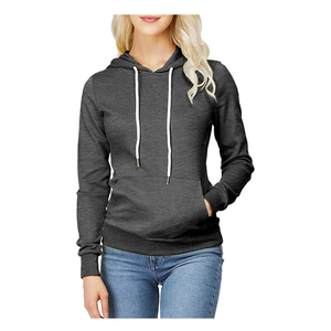 <b>Brad</b> Custom Women's Long Sleeve Pullover Hoodies Acid Washed Winter Autumn Casual 100% Cotton Front Logo Hooded Knitted Fabric - Product Image 4