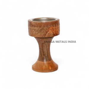 Stainless Steel <b>Bakhoor</b> Holder with Dark Brown Wood Base Arabic <b>Oud</b> Incense Burner Decorative Home Scenting Indoor - Product Image 6