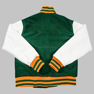 Corps en laine de haute qualité et manches en cuir de vache véritable conception personnalisée veste Varsity Letterman rouge et noir veste Varsity unisexe - Product Image 4