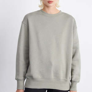 Automne hiver col rond femme tricoté pull chiné gris couleur femmes sweat à capuche ample coton Streetwear sweats - Product Image 1