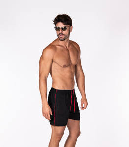 กางเกงขาสั้นกีฬาแห้งเร็วสำหรับผู้ชายกางเกงชายหาดแบบลำลองผ้าทอสีพื้นสำหรับฝึกกีฬาฟิตเนส - Product Image 2