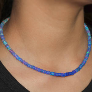 GOODSTONE JEWELS Collar de cuentas de Plata de Ley 925 para mujer Tonos de ópalo azul natural Chapado en oro amarillo para regalos de bodas - Product Image 3