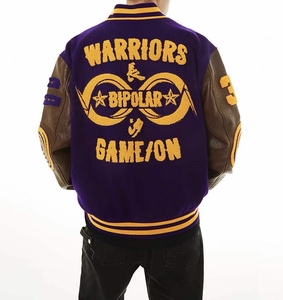 Vestes universitaires d'hiver à col montant, design personnalisé de luxe, vente en gros, vestes en laine violette, vestes de lettreman - Product Image 3