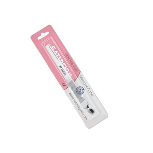 Pousse-cuticules double embout en acier inoxydable, manche plat, réutilisable, professionnel, pour manucure et pédicure - Product Image 1