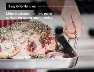 <b>Stainless</b> <b>steel</b> Turkey Roaster with Rack Deep Broiling <b>Pan</b> Vshaped Rack Flat Rack Non tox <b>Stainless</b> <b>Steel</b> Roasting <b>Pan</b> with - Product Image 5