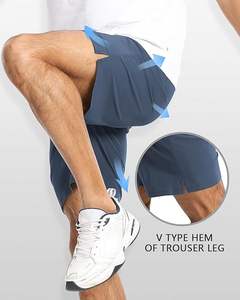 Pantalones cortos de gimnasio de secado rápido para hombre con bolsillo con cremallera y tela de malla transpirable Pantalones cortos atléticos para hombre al por mayor para gimnasio - Product Image 4