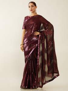 High On Demand Georgette Saree Bordado Secuencia Señoras Wedding Party Wear Blusa sin costuras Disponible a precios al por mayor - Product Image 4