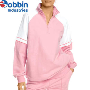 Sweat-shirt demi-zip à la mode pour femmes survêtement motif imprimé 3D personnaliser la conception unisexe bloc de couleur manches passepoil de culture - Product Image 3