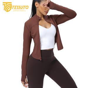 Women's Lightweight Long Sleeve UPF 50+ Hoodie Breathable Full Zip Winter Workout Sun Protection with <b>Stand</b> Collar - Product Image 2