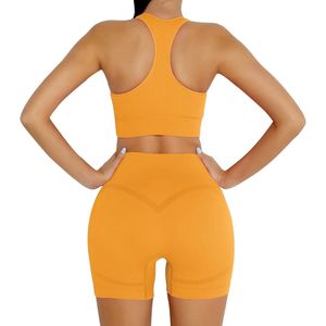 Acheter OEM ODM Activewear Yoga Femmes Sport Soutien-Gorge Short Ensemble Rembourré Sans Couture Taille Haute Gym Running Fitness Training Sets - Product Image 2