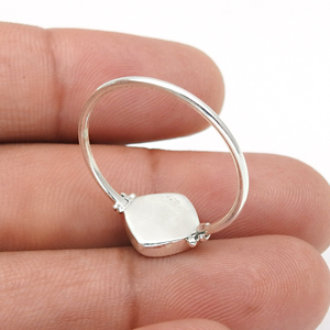 Fabulous Look 925 Sterling Silver Natural Rainbow <b>Moonstone</b> Cushion Shape Casual <b>Ring</b> for Everyday Wear Handmade Jewelry India - Product Image 4