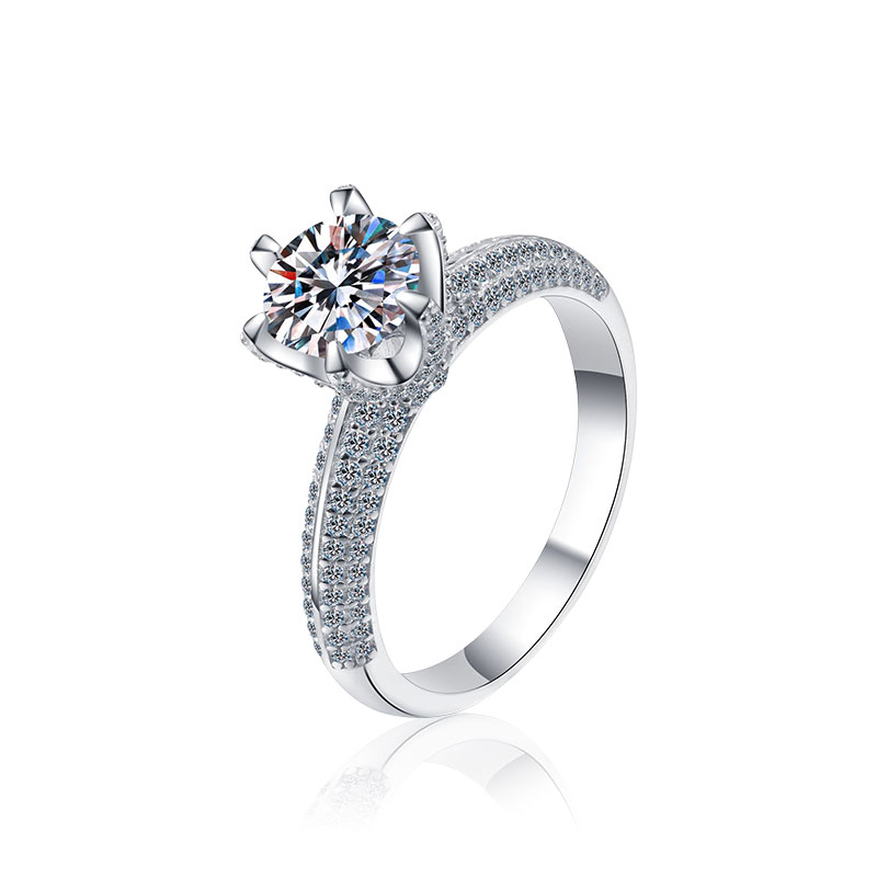 XJZ098 New 925 Sterling Silver Ring Sparkle Diamond High Quality
