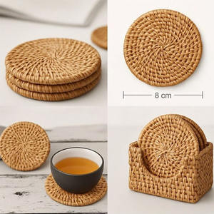 Ensemble de dessous-de-verre en rotin écologique coloré, vente en gros, décoration de table, dessous-de-verre en rotin tressé, style bohème, en provenance du Vietnam - Product Image 2