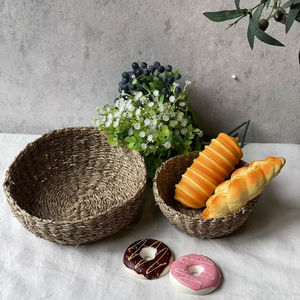 ตะกร้าหญ้าทะเลทรงกลมถักด้วยมือ2ชิ้นแบบมินิมอลลิสม์สำหรับห้องครัว/ตะกร้าเก็บของตกแต่งบ้าน - Product Image 1