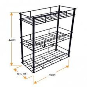 Prime Quality <b>Metal</b> Rust Resistant Coated Black Color 3 Tier Kitchenware Food Items and Utensils Storage Organization Racks - Product Image 1
