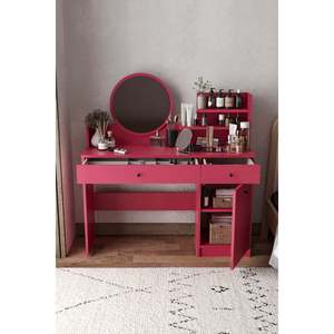 Harmony Modern Eco-Friendly Foldable Dressing Table with Removable Mirror Two Drawers <b>Vanity</b> Desk Bedroom <b>Makeup</b> Set - Product Image 4