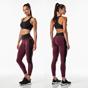 Ensemble personnalisé de yoga grande taille pour femmes d'automne tissu respirant élasthanne/polyester pleine longueur avec logo sur le devant motif High Street Stylish - Product Image 1