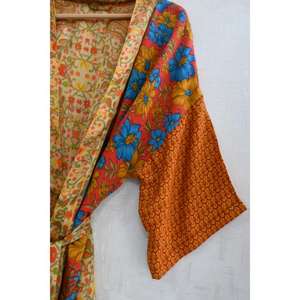 Kimono de Seda de Lujo para Mujer, Talla Grande, Informal, Otoñal, Largo hasta la Rodilla, Transpirable, con Estampado Floral, Ropa de Dormir - Product Image 4