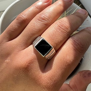 Anillo clásico de joyería para mujer, joyería de estilo bohemio de Plata de Ley 925, anillo hecho a mano con piedras preciosas de ónix negro, regalo para esposa - Product Image 5