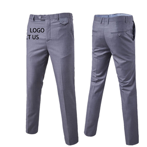 Pantalons habillés décontractés pour hommes de qualité tendance, vente en gros, coupe droite, mi-léger, fermeture éclair, pantalon de costume en laine peignée, pantalon de costume ajusté - Product Image 1