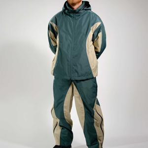 Ensemble veste et pantalon coupe-vent personnalisable avec logo, survêtement imperméable à capuche pour la saison hivernale - Product Image 1